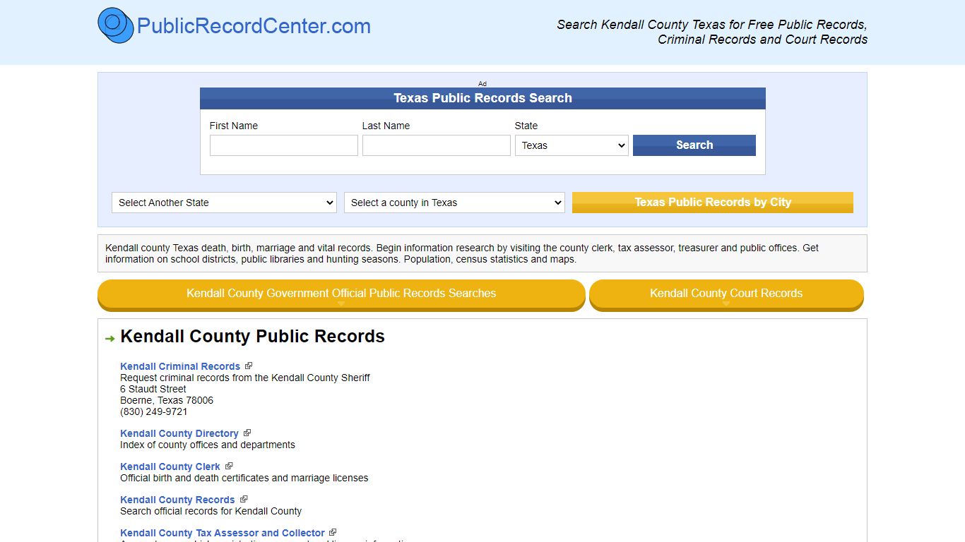 Kendall County Texas Free Public Records - Court Records - Criminal Records